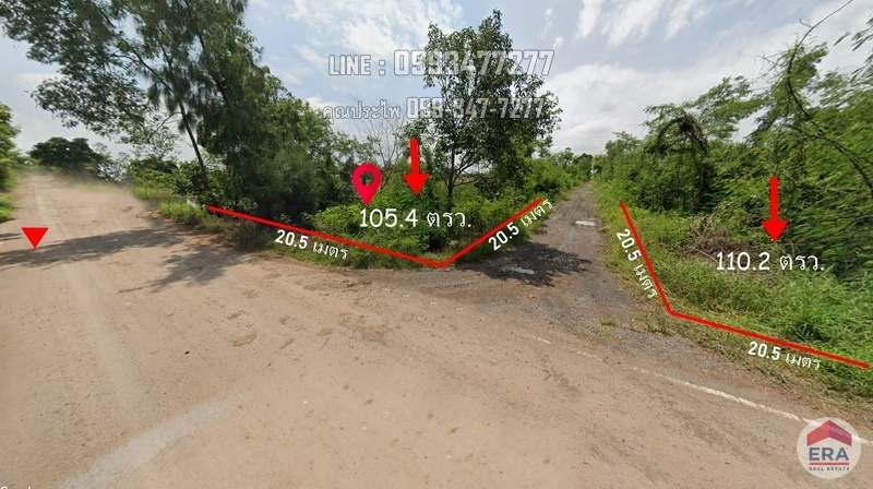 ขายที่ดิน - ขายที่ดินเปล่า 105.4 ตรว. ต.ดอนเกาะกา อ.บางน้ำเปรี้ยว ฉะเชิงเทรา ใกล้ถนน3001 ใกล้รังนกแลนด์