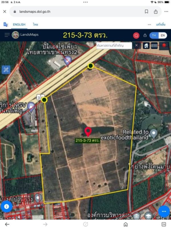 ขายที่ดิน - ขายที่ดินต่ำกว่าราคาตลาดที่ดินผังสีม่วงติด331 ใกล้แยกวงเวียนเขาคันทรง ศรีราชา ชลบุรี - เนื้อที่ 215-3-73 ตรว.(86,373 ตรว.)