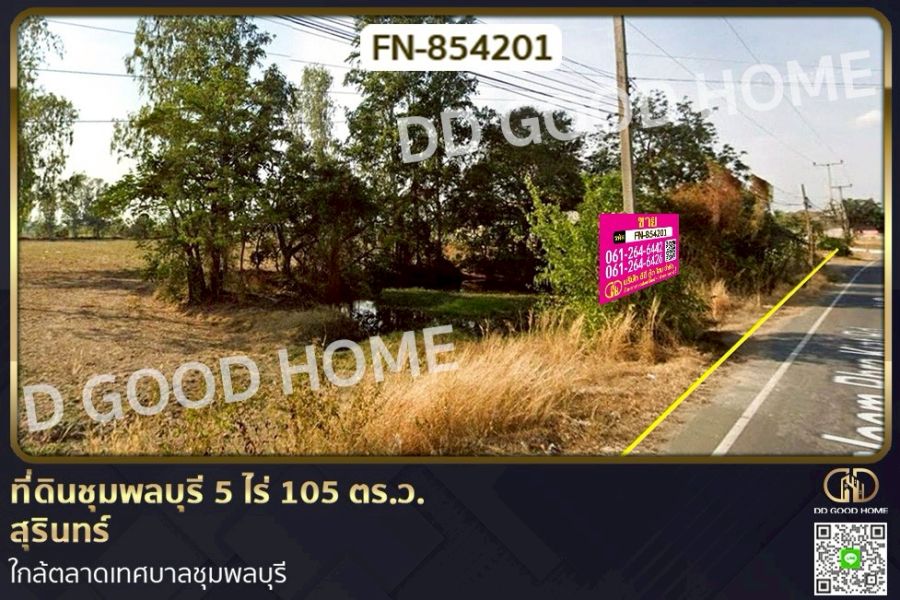 ขายที่ดิน - ที่ดินชุมพลบุรี 5 ไร่ 105 ตร.ว. สุรินทร์ ใกล้ตลาดเทศบาลชุมพลบุรี
