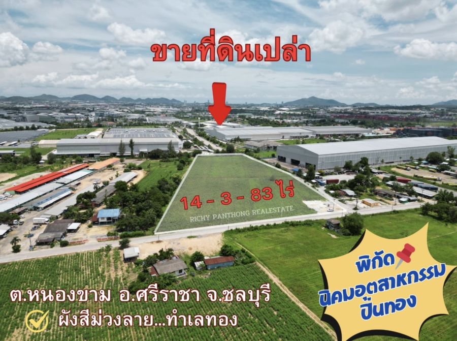 ขายที่ดิน - ขายที่ดินเปล่า 14-3-83 ไร่ ต.หนองขาม อ.ศรีราชา จ.ชลบุรี