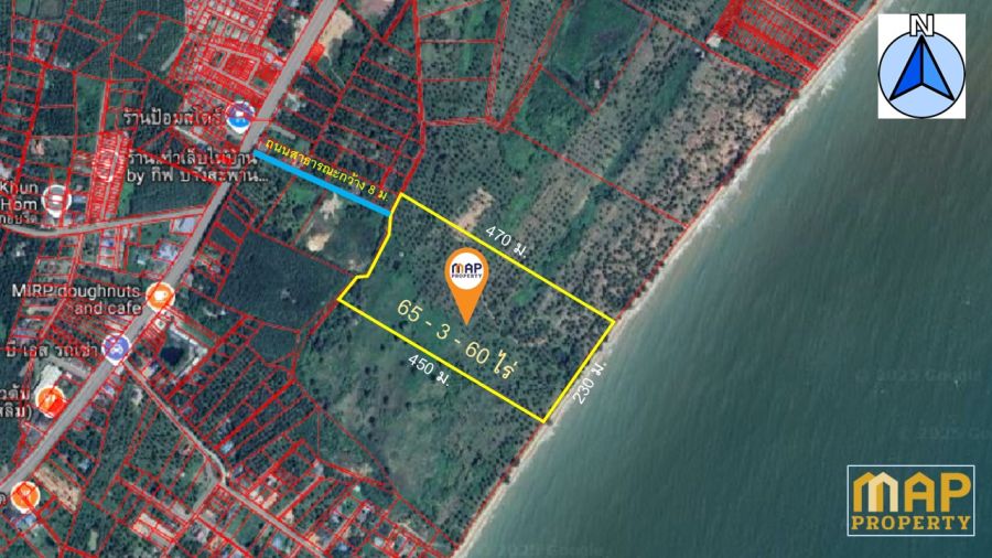 ขายที่ดิน - โอกาสทองสำหรับนักลงทุน ที่ดินแปลงใหญ่ 65 ไร่ติดทะเลบางสะพาน