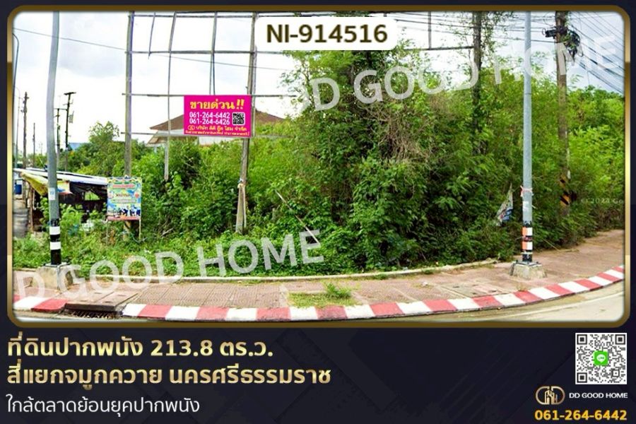 ขายที่ดิน - ที่ดินปากพนัง 213.8 ตร.ว. สี่แยกจมูกควาย นครศรีธรรมราช ใกล้ตลาดย้อนยุคปากพนัง