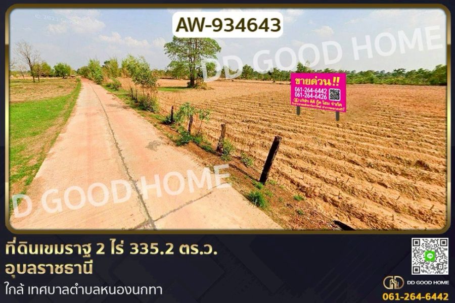 ขายที่ดิน - ที่ดินเขมราฐ 2 ไร่ 335.2 ตร.ว. อุบลราชธานี ใกล้ เทศบาลตำบลหนองนกทา