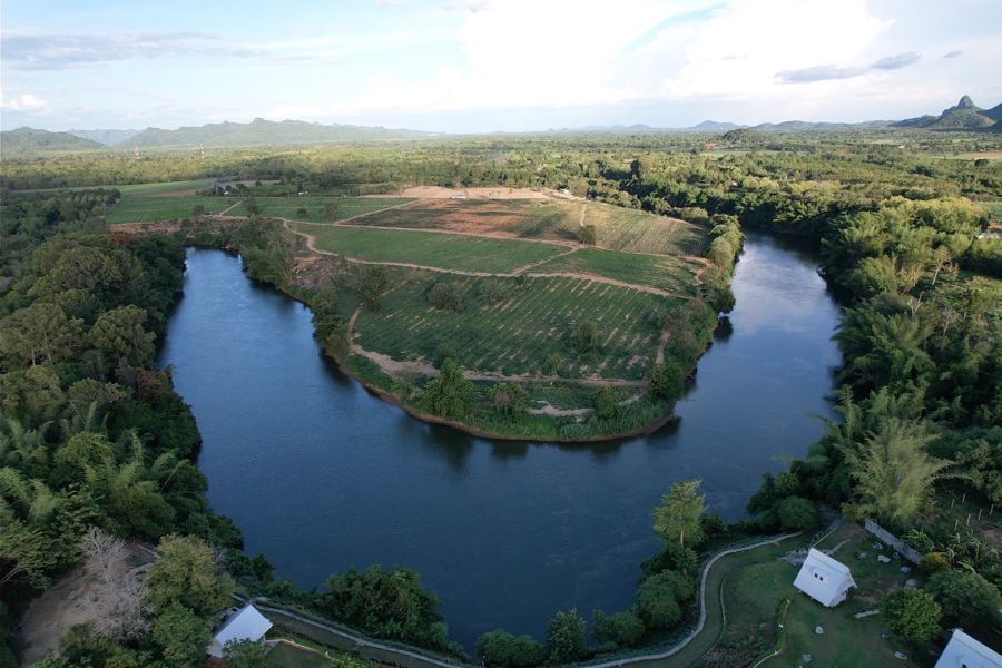 ขายที่ดิน - ที่ดินริมแม่น้ำแควน้อย แปลงที่สวยที่สุด แม่น้ำล้อมรอบ จังหวัดกาญจนบุรี