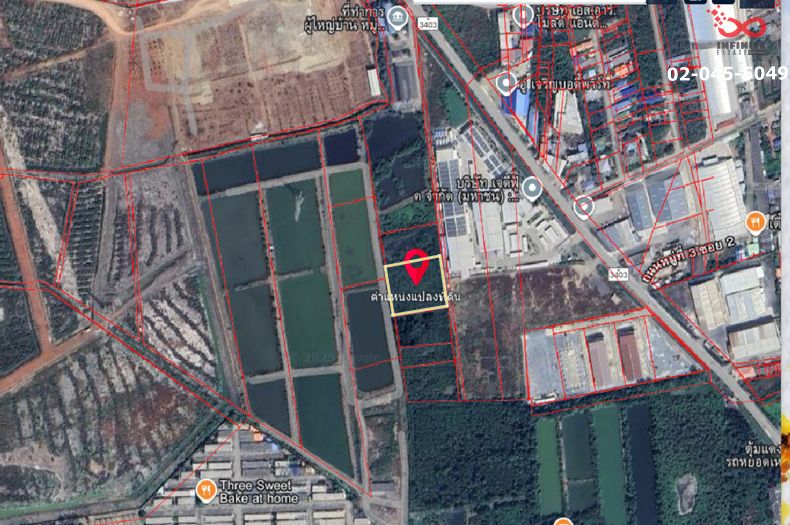 ขายที่ดิน - ขายที่ดิน 3ไร่ ถนนพระราม 2 มหาชัย สมุทรสาคร ผังสีม่วง เหมาะสร้างโรงงาน โกดัง