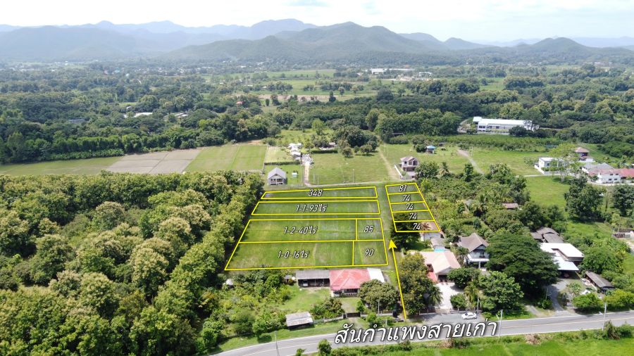 ขายที่ดิน - ที่นาแบ่งขาย 11 แปลง ติดถนนสันกำแพงสายเก่า วิวดอย ราคาถูก