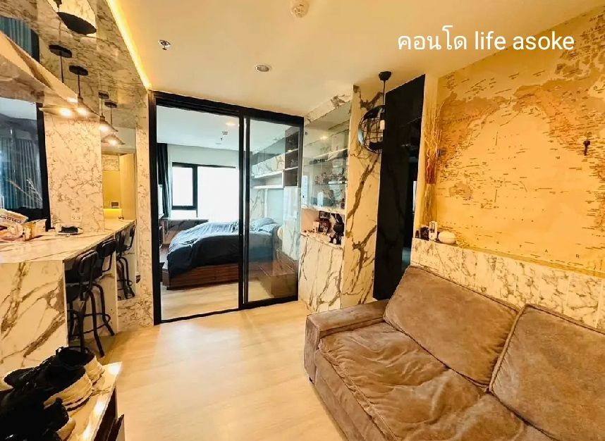 ให้เช่าคอนโด - ให้เช่า คอนโด โครงการ Life Asoke วิวสูง ชั้น 29 มีรถไฟฟ้าสามสาย เครื่องใช้ไฟฟ้าครบ ราคา 22,500 บาท/เดือน