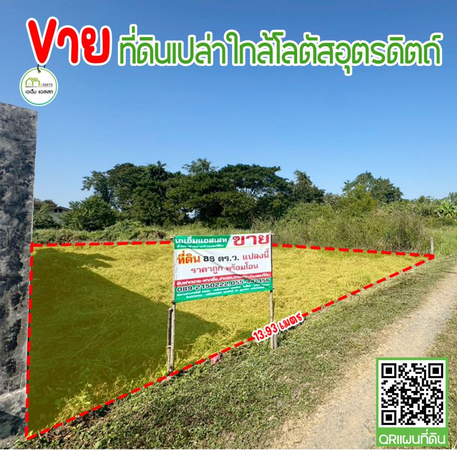 - ที่ดินรูปแปลง4เหลี่ยมสวยๆ ใกล้โลตัสอุตรดิตถ์ ราคาถูก