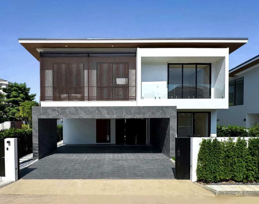 - ขายบ้านเดี่ยวสร้างใหม่ 112 ตร.ว หมู่บ้านเทพธานี เฉลิมพระเกียรติ ร.9 ออกแบบเฉพาะ