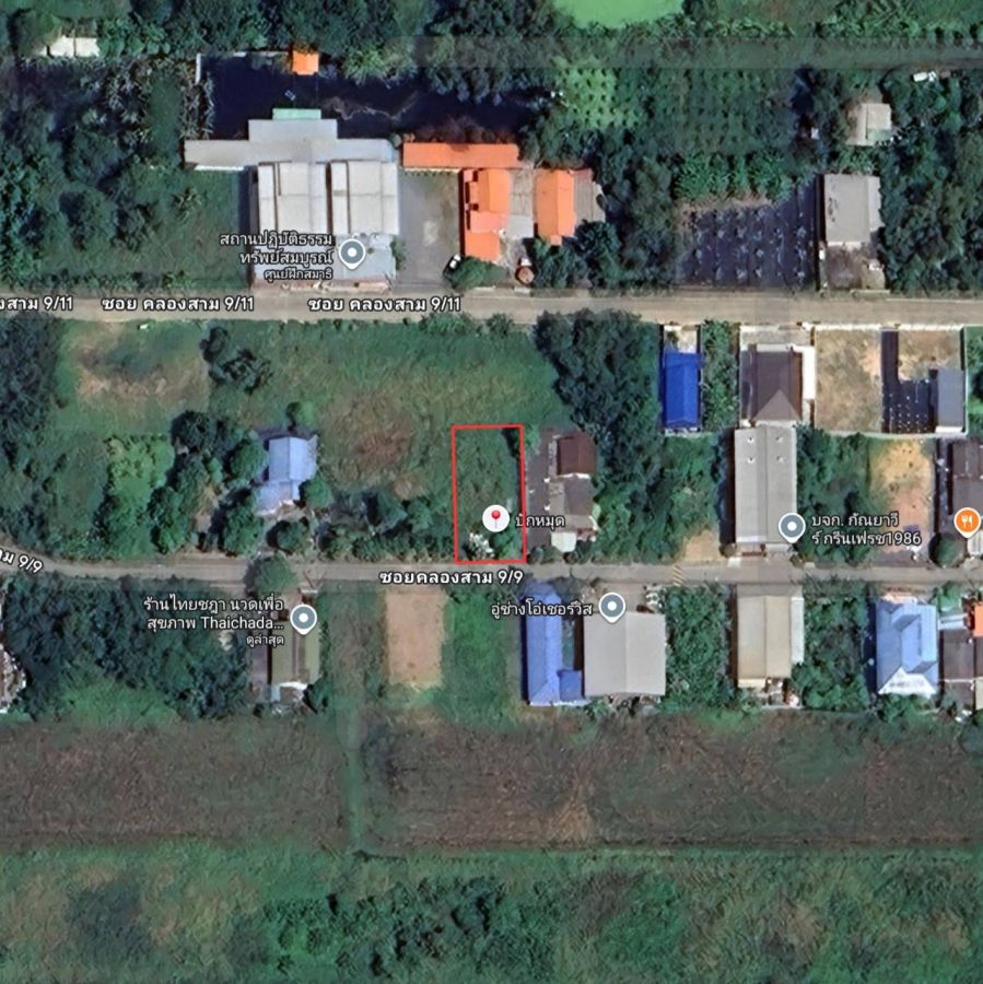 - ขายที่ดินซอยคลองสาม 9/9 พื้นที่ 104 ตร.ว.(สี่เหลี่ยมผืนผ้า)