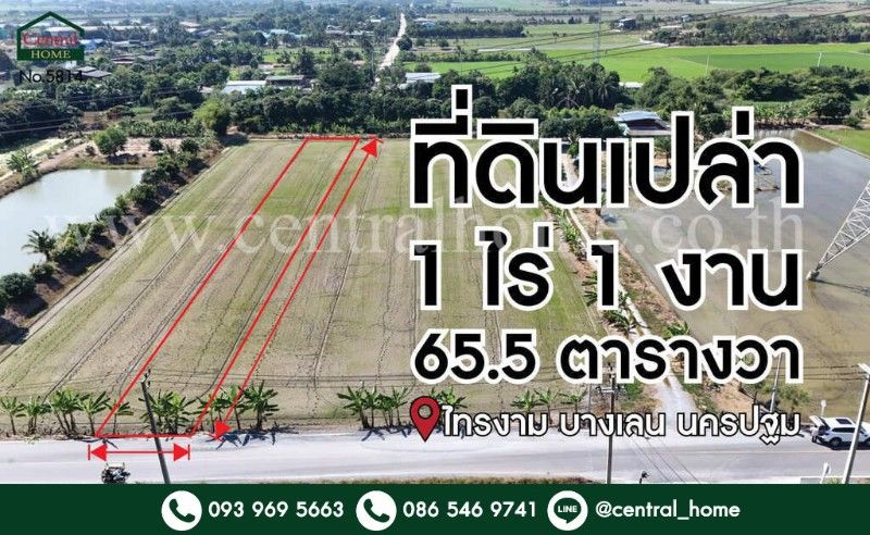 - ที่ดินเปล่า 1-1-65.5 ไร่ ไทรงาม บางเลน นครปฐม