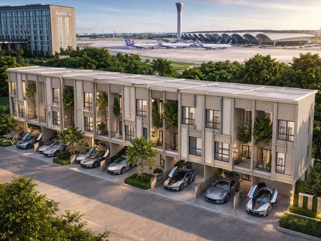 - ARL ลาดกระบัง 900 ม. รอยัลลาดกระบังกอล์ฟ จอดรถ2-3คัน ทาวน์โฮม 3 ชั้น กว้าง 5.5 เมตร 3-4นอน 4 น้ำ 20 ตร.ว. 240 ตร.ม. สุวรรณภูมิ