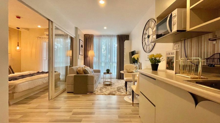 - ให้เช่าคอนโดเดอะ คีย์ อุดมสุข ชั้น2 วิวสระน้ำ 30 ตารางเมตร