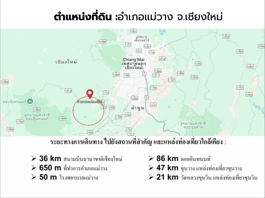 - ทำเลที่ตั้งศักยภาพสูง ตำบลบ้านกาด อำเภอแม่วาง จังหวัดเชียงใหม่