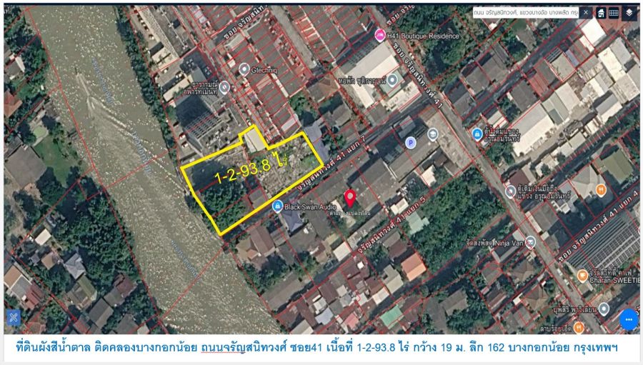 - ขายถุกมากขายที่ดินติดแม่น้ำ คลองบางกอกน้อย ถนนจรัญสนิทวงศ์ซอย41 เนื้อที่ 1-2-93.8 ไร่ บางกอกน้อย กรุงเทพฯ