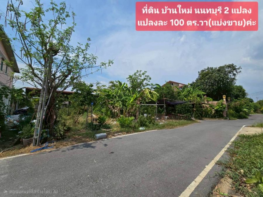 - ขายที่ดินเปล่า 45 ตร.ว. โครงการบ้านปีกไม้ ตำบลบ้านใหม่ อำเภอบางใหญ่ จังหวัดนนทบุรี