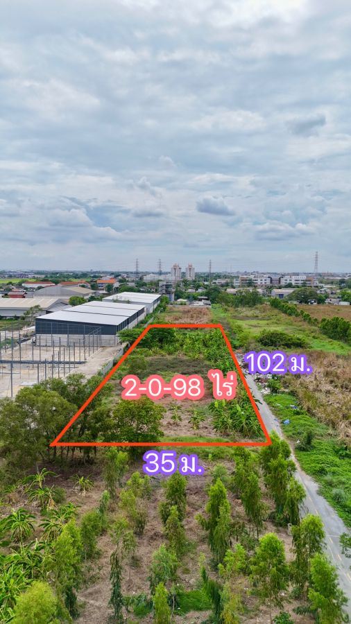 - ที่ดิน 2 ไร่ ลำลูกกา 65 สร้างโกดัง โรงงานได้ ใกล้ถนนกาญจนา