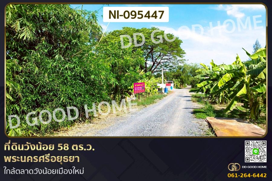 - ที่ดินวังน้อย 58 ตร.ว. พระนครศรีอยุธยา ใกล้ตลาดวังน้อยเมืองใหม่