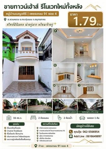 - ขายทาวน์เฮ้าส์กระทุ่มแบนสมุทรสาคร ขายบ้านสวนหลวงกระทุ่มแบน