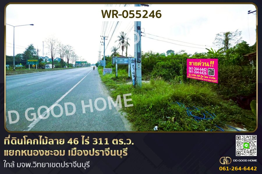 - ที่ดินโคกไม้ลาย 46 ไร่ 311 ตร.ว. แยกหนองชะอม เมืองปราจีนบุรี ใกล้ มจพ.วิทยาเขตปราจีนบุรี