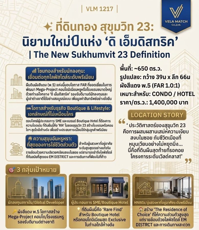 - ขายที่ดินสุขุมวิท 23 ขนาด 650 ตร.ว. ทำเลอโศก พร้อมพงษ์ เหมาะพัฒนา Luxury Condo
