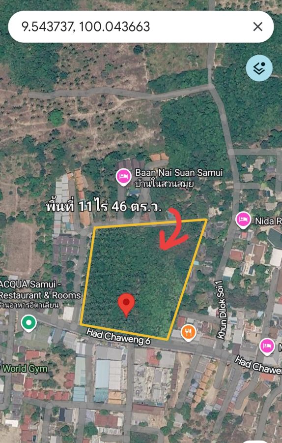- ขาย ที่ดินใจกลางเกาะสมุย แปลงสวย มี 2 แปลงใหญ่ ติดกัน แปลงที่ 1) เนื้อที่ 5-2-23 ไร่ แปลงที่ 2) เนื้อที่ 6-0-23 ไร่