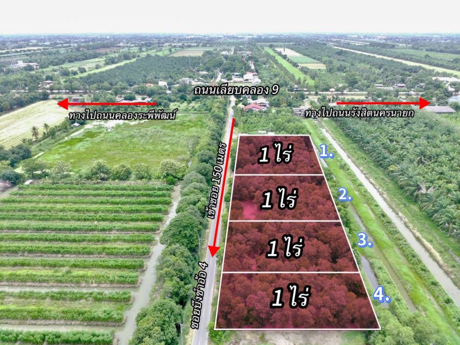 - ที่ดินถมแล้ว คลอง9 หนองเสือ เหมาะสร้างบ้าน