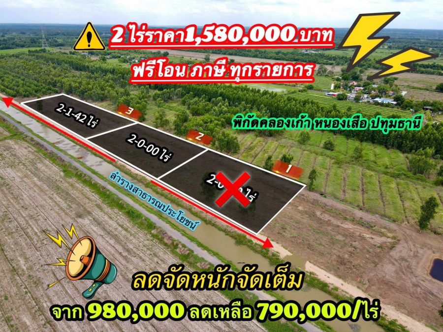 - ขายต่ำกว่าราคาประเมิน ที่สวยทำเลดี อนาคตไกล ค.9 ตำบล บึงกาสาม อำเภอ หนองเสือ ปทุมธานี
