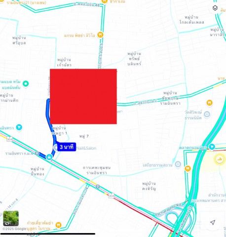 - 260903ramkntia ให้เช่า ที่ดิน MRT รามอินทรา กม.4 แยกมัยลาภ ที่ดินให้เช่าติดถนน ขนาด 2 งาน ทำเลดีใกล้ VBAC รามอินทรา 500 ม ชั้นทั้งหมด 1