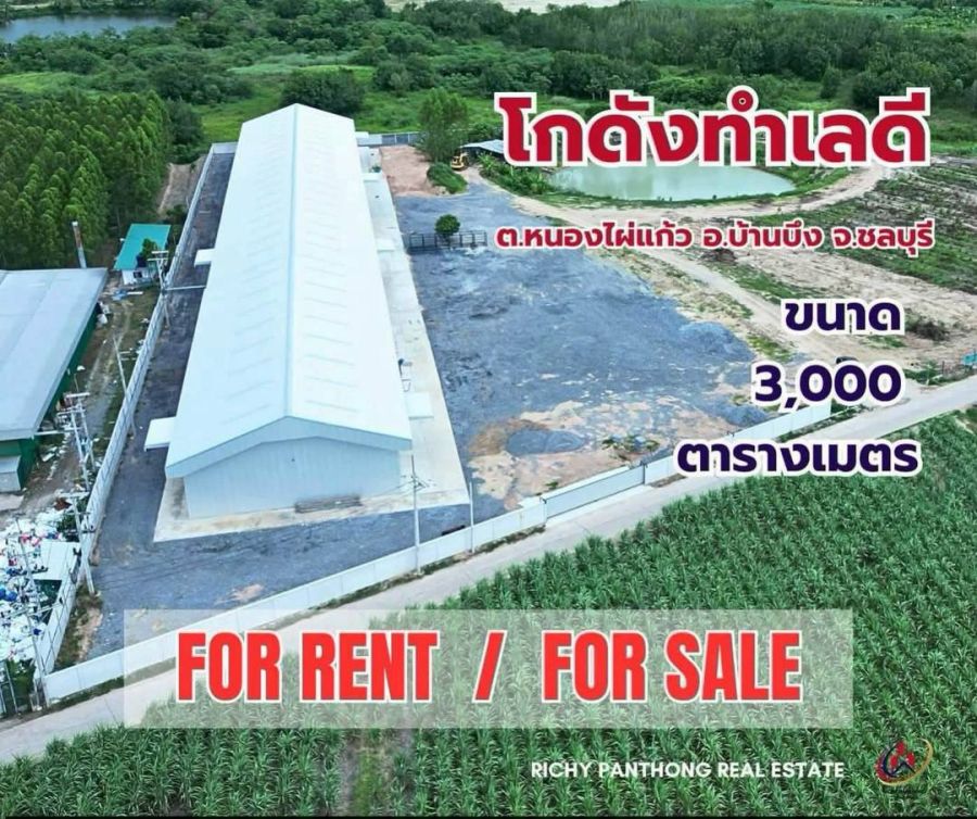 - โกดังให้เช่า และ ขาย ใกล้ถนนเส้น 331 ต.หนองไผ่แก้ว อ.บ้านบึง จ.ชลบุรี