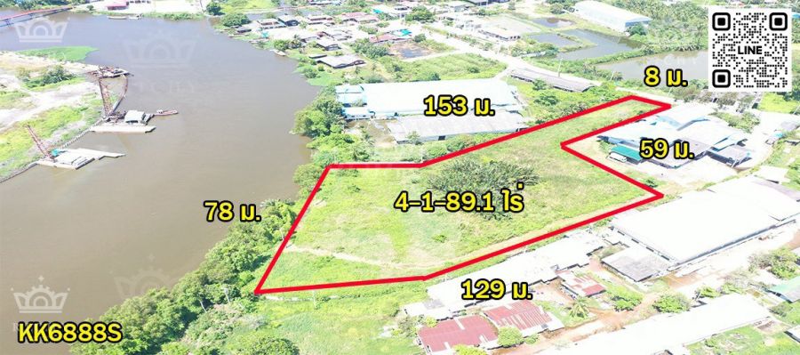 - บรรยากาศริมคลองและสายลมเย็นตลอดปี กับที่สวย 4 ไร่เศษ ริมคลองใหญ่ เหมาะสร้างบ้าน พร้อมโรงงาน ขอใบ รง.4 ได้ ในทำเลดี KK6888S
